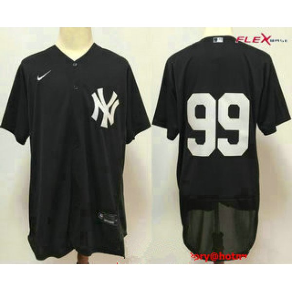 Men's New York Yankees #99 Aaron Judge Black No Name Stitched MLB Flex Base Nike Jersey