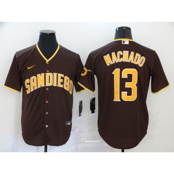 Men's San Diego Padres #13 Manny Machado Brown Stitched MLB Cool Base Nike Jersey