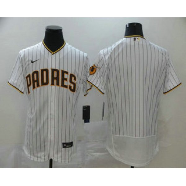 Men's San Diego Padres Blank White Pinstripe Stitched MLB Flex Base Nike Jersey