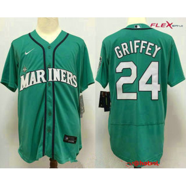 Men's Seattle Mariners #24 Ken Griffey Jr. Teal Green Stitched MLB Flex Base Nike Jersey