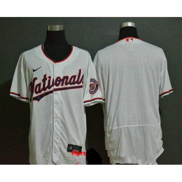 Men's Washington Nationals Blank White Stitched MLB Flex Base Nike Jersey