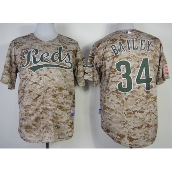 Cincinnati Reds #34 Homer Bailey 2014 Camo Jersey