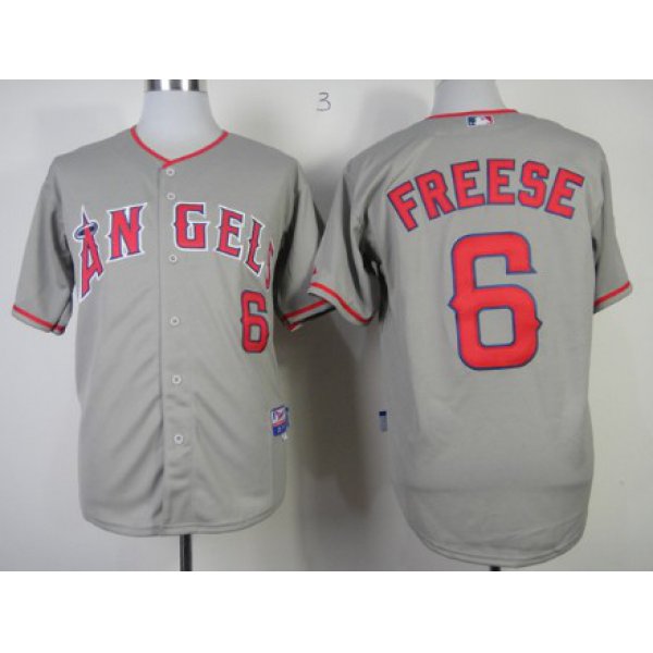 LA Angels of Anaheim #6 David Freese Gray Jersey