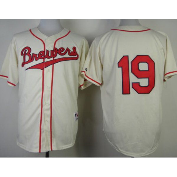 Milwaukee Brewers #19 Robin Yount 1948 Cream With Red Jersey