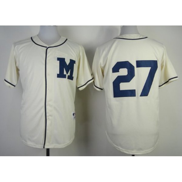 Milwaukee Brewers #27 Carlos Gomez 1913 Cream M Patch Jersey