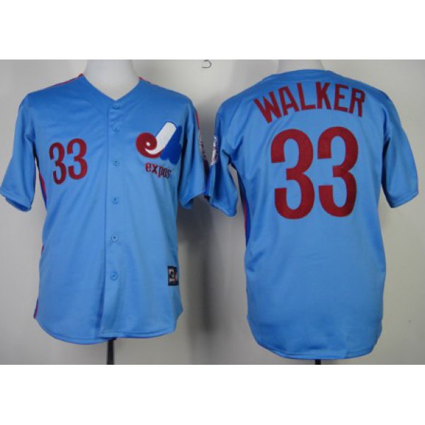 Montreal Expos #33 Larry Walker Blue Throwback Jersey