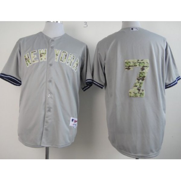 New York Yankees #7 Mickey Mantle Gray With Camo Jersey