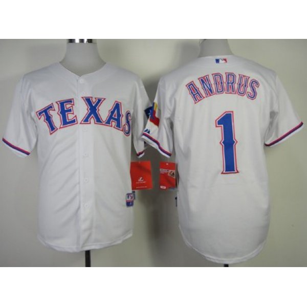 Texas Rangers #1 Elvis Andrus 2014 White Jersey