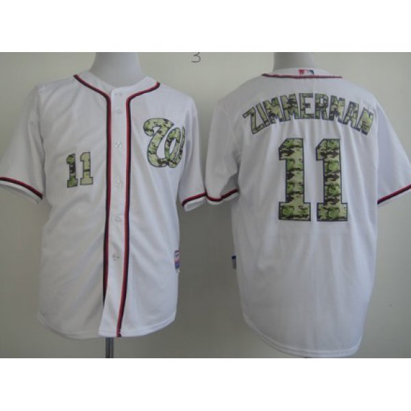 Washington Nationals #11 Ryan Zimmerman White With Camo Jersey