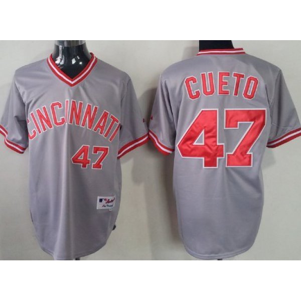 Cincinnati Reds #47 Johnny Cueto Gray Pullover Jersey