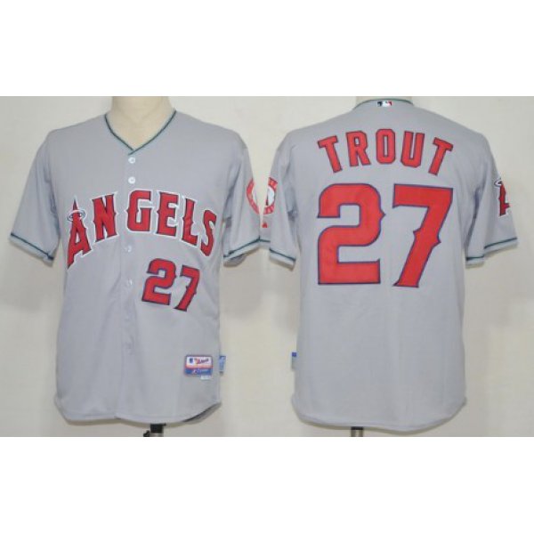 LA Angels of Anaheim #27 Mike Trout Gray Jersey