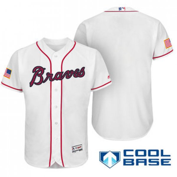 Men's Atlanta Braves Blank White Stars & Stripes Fashion Independence Day Stitched MLB Majestic Cool Base Jersey