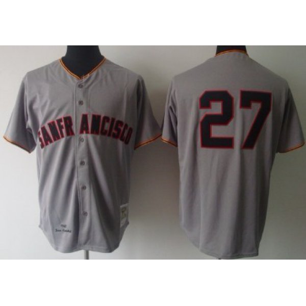 San Francisco Giants #27 Juan Marichal 1962 Gray Wool Throwback Jersey