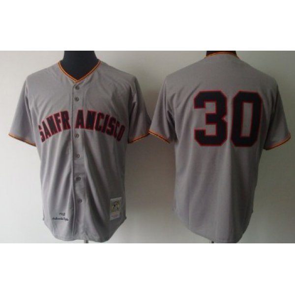 San Francisco Giants #30 Orlando Cepeda 1962 Gray Wool Throwback Jersey