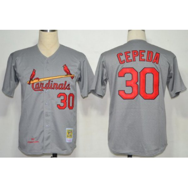 St. Louis Cardinals #30 Orlando Cepeda 1967 Gray Wool Throwback Jersey