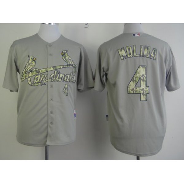 St. Louis Cardinals #4 Yadier Molina Gray With Camo Jersey