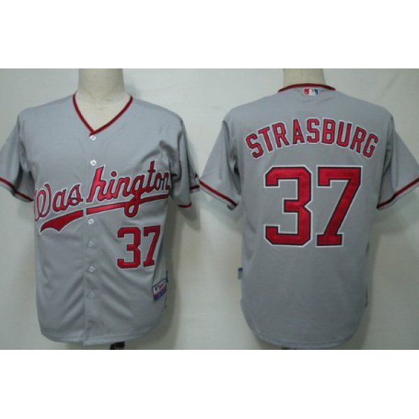 Washington Nationals #37 Stephen Strasburg Gray Jersey