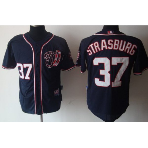 Washington Nationals #37 Stephen Strasburg Navy Blue Jersey