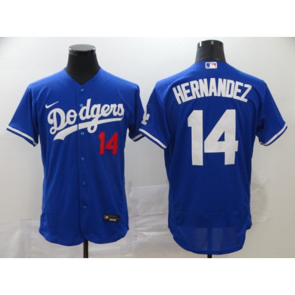 Men's Los Angeles Dodgers #14 Enrique Hernandez Blue Stitched MLB Flex Base Nike Jersey