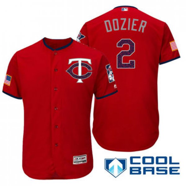 Men's Minnesota Twins #2 Brian Dozier Red Stars & Stripes Fashion Independence Day Stitched MLB Majestic Cool Base Jersey