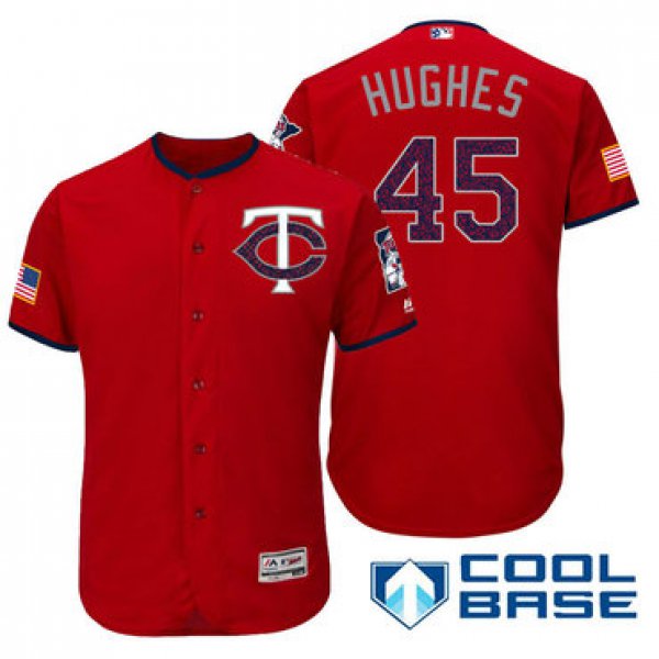Men's Minnesota Twins #45 Phil Hughes Red Stars & Stripes Fashion Independence Day Stitched MLB Majestic Cool Base Jersey