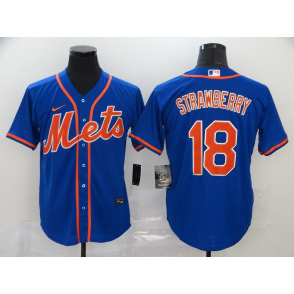 Men's New York Mets #18 Darryl Strawberry Blue Stitched MLB Cool Base Nike Jersey