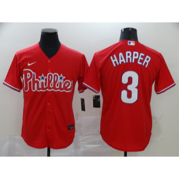 Men's Philadelphia Phillies #3 Bryce Harper Red Stitched MLB Cool Base Nike Jersey