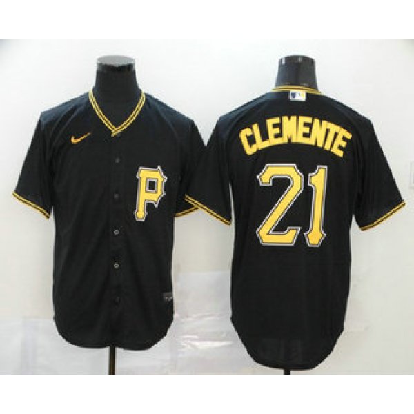 Men's Pittsburgh Pirates #21 Roberto Clemente Black Stitched MLB Cool Base Nike Jersey