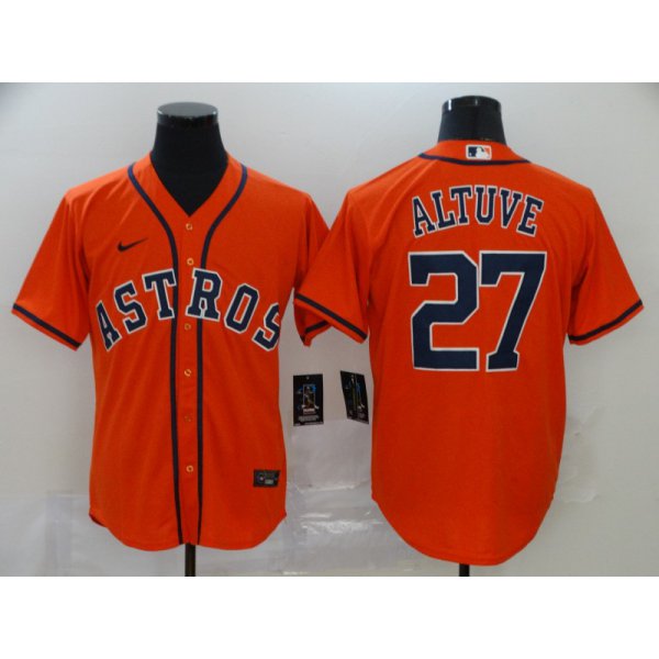 Men's Houston Astros #27 Jose Altuve Orange Stitched MLB Cool Base Nike Jersey