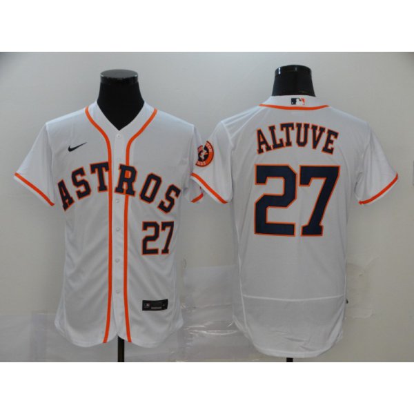 Men's Houston Astros #27 Jose Altuve White Stitched MLB Flex Base Nike Jersey