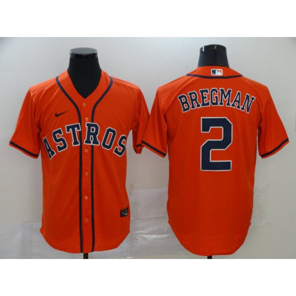 Men's Houston Astros #2 Alex Bregman Orange Stitched MLB Cool Base Nike Jersey