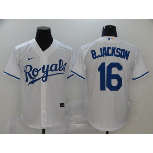 Men's Kansas City Royals #16 Bo Jackson White Stitched MLB Cool Base Nike Jersey