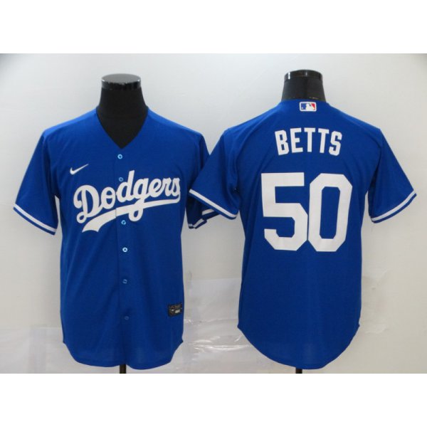 Men's Los Angeles Dodgers #50 Mookie Betts Blue Stitched MLB Cool Base Nike Jersey