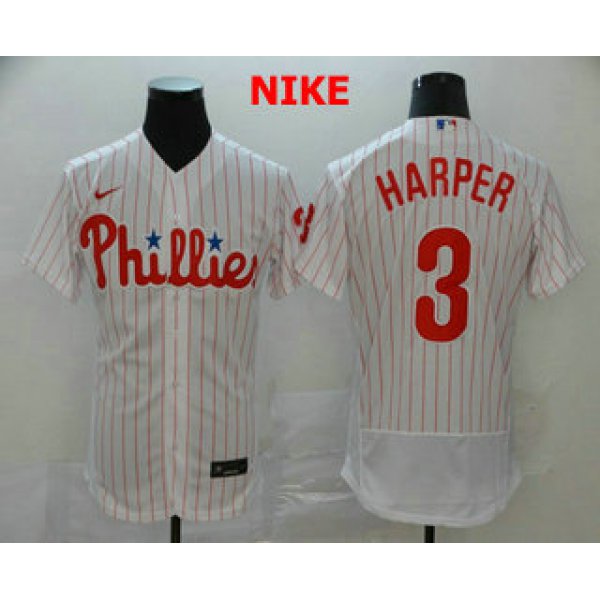Men's Philadelphia Phillies #3 Bryce Harper White Home Stitched MLB Flex Base Nike Jersey