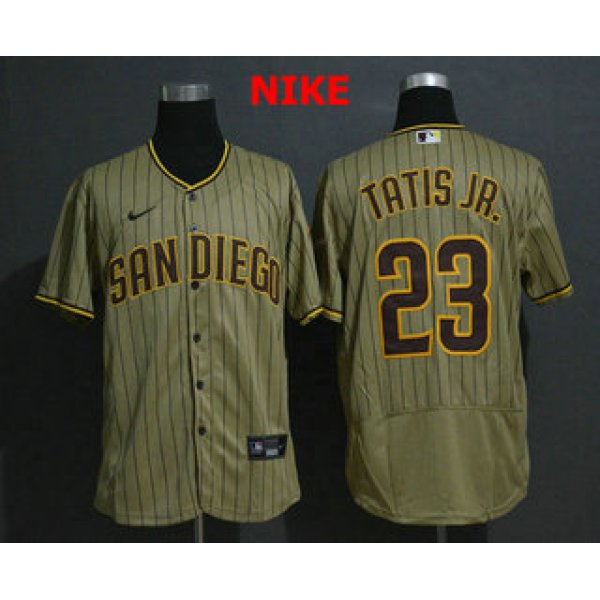 Men's San Diego Padres #23 Fernando Tatis Jr. Gray Pinstripe Stitched MLB Flex Base Nike Jersey
