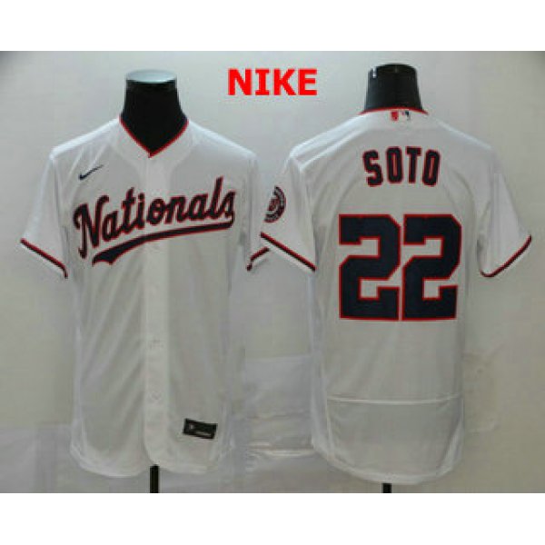 Men's Washington Nationals #22 Juan Soto White Stitched MLB Flex Base Nike Jersey