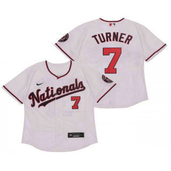 Men's Washington Nationals #7 Trea Turner White Stitched MLB Flex Base Nike Jersey