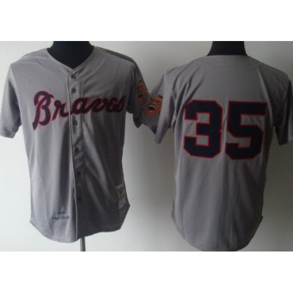 Atlanta Braves #35 Phil Niekro 1969 Gray Wool Throwback Jersey