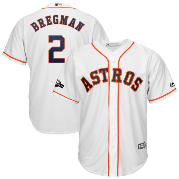 Houston Astros #2 Alex Bregman Majestic 2019 Postseason Official Cool Base Player White Jersey