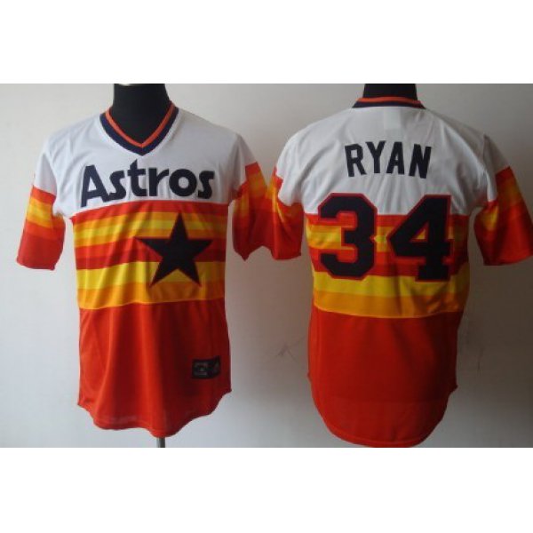 Houston Astros #34 Nolan Ryan Rainbow Throwback Jersey