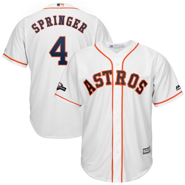 Houston Astros #4 George Springer Majestic 2019 Postseason Official Cool Base Player White Jersey