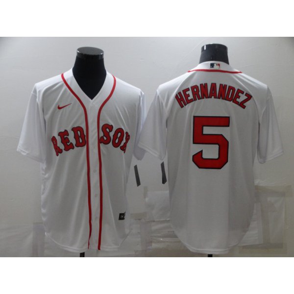 Men's Boston Red Sox #5 Enrique Hernandez White New Cool Base Stitched Nike Jersey