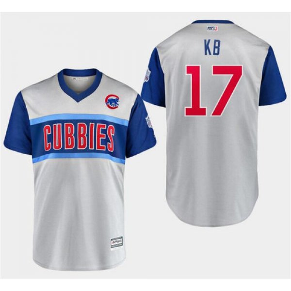 Men's Chicago Cubs 17 Kris Bryant Kb Gray 2019 MLB Little League Classic Player Jersey