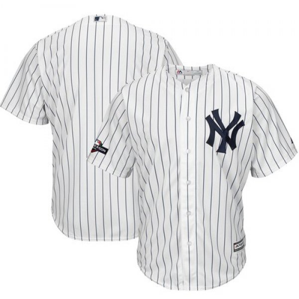 New York Yankees Majestic 2019 Postseason Official Cool Base Player White Navy Jersey