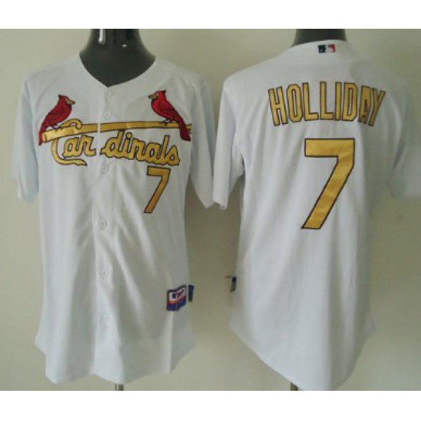 St. Louis Cardinals #7 Matt Holliday White With Gold Jersey