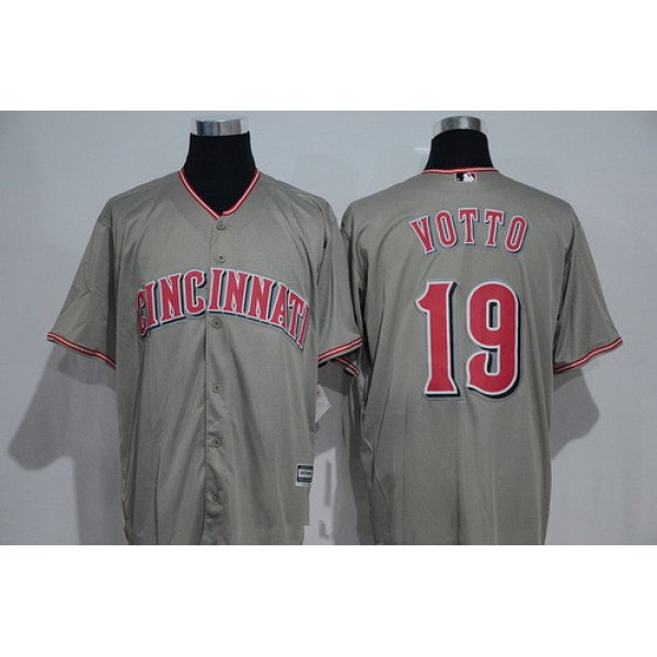 Men's Cincinnati Reds #19 Joey Votto Gray Road Stitched MLB Majestic Cool Base Jersey