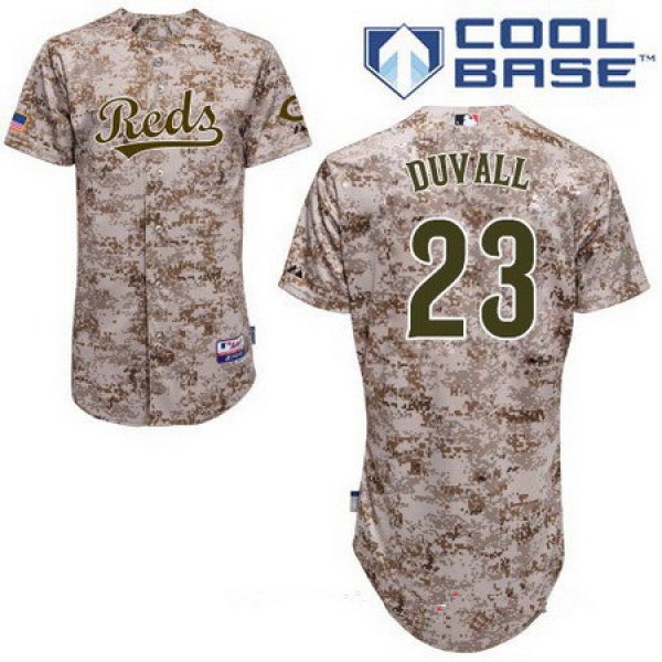 Men's Cincinnati Reds #23 Adam Duvall Camo Stitched MLB Majestic Cool Base Jersey