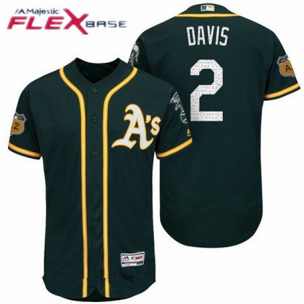 Men's Oakland Athletics #2 Khris Davis Green 2017 Spring Training Stitched MLB Majestic Flex Base Jersey