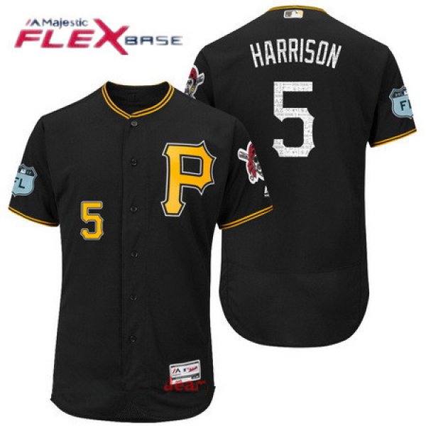 Men's Pittsburgh Pirates #5 Josh Harrison Black 2017 Spring Training Stitched MLB Majestic Flex Base Jersey