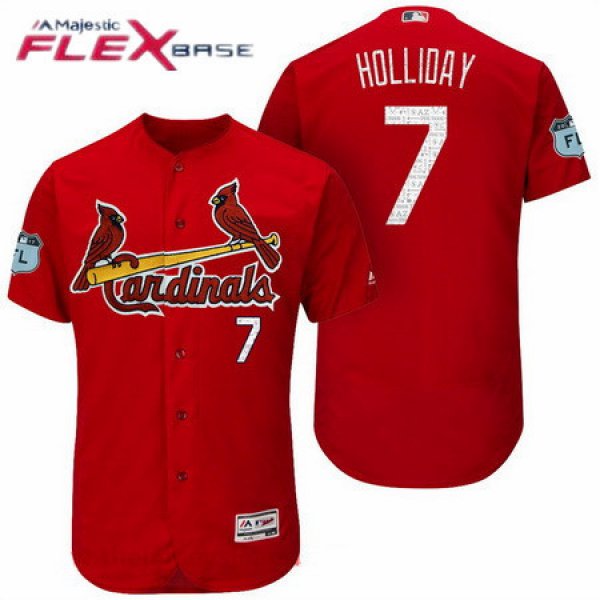 Men's St. Louis Cardinals #7 Matt Holliday Red 2017 Spring Training Stitched MLB Majestic Flex Base Jersey